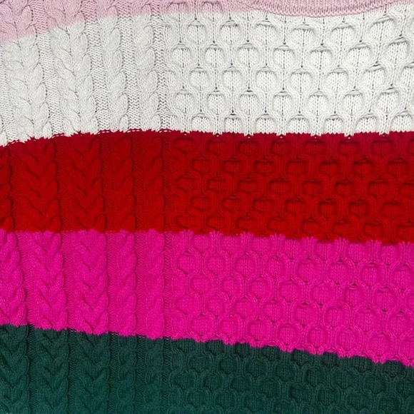 Crown & Ivy Mock Neck Cable Knit sweater Womens L heavy Warm Colorblock 1294 - Picture 2 of 8